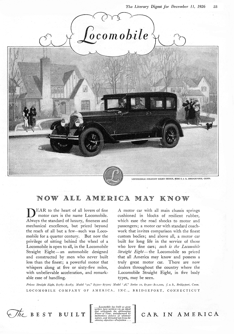 1926 Locomobile Auto Advertising